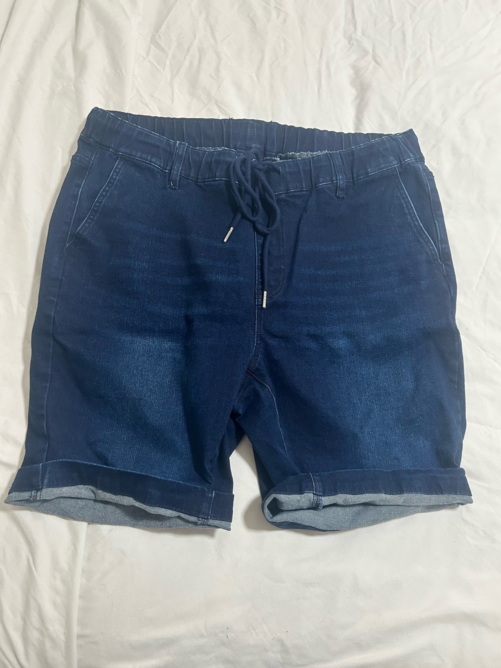 Women’s Drawstring Denim-Style Navy Shorts